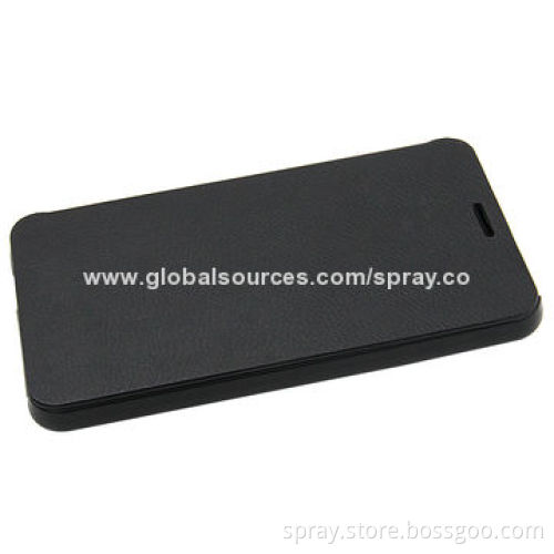 Black PU leather folio cell phone cover with PC holder inside